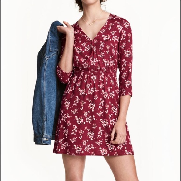 maroon floral dress